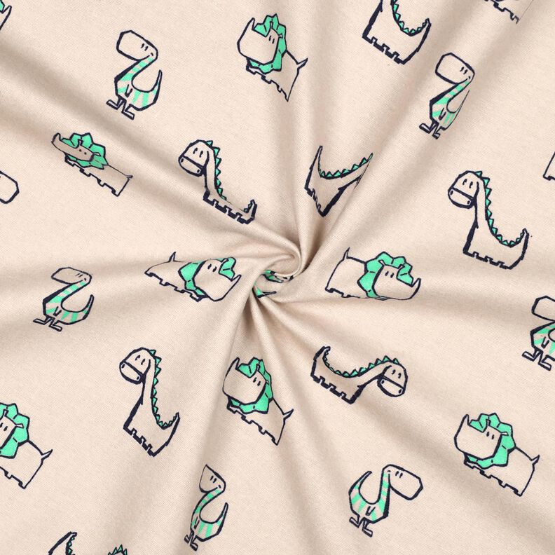 Katoenflanel Brutale dinosaurussen | Poppy Fabrics – natuur/smaragdgroen, image number 3