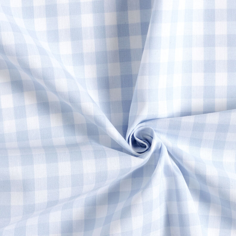 Katoenen stof Vichy ruit 1 cm – licht jeansblauw/wit, image number 3