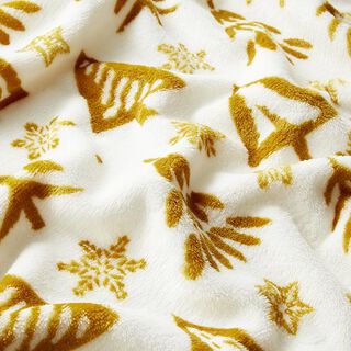 Knuffelzachte fleece Kerstmis – wit/goud, 