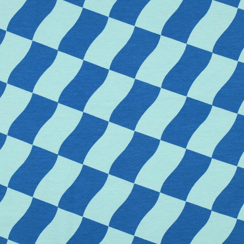 Softsweat golvende ruit| Poppy Fabrics – koningsblauw/ijsblauw,  image number 1