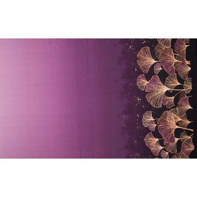 Katoenjersey Borduurstof gouden ginkgo-bladeren | Glitzerpüppi – pruimen/druif, 