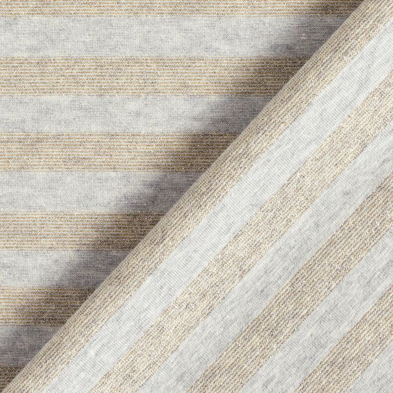 Katoenjersey melange glitterstrepen – lichtgrijs/goud metallic,  image number 4