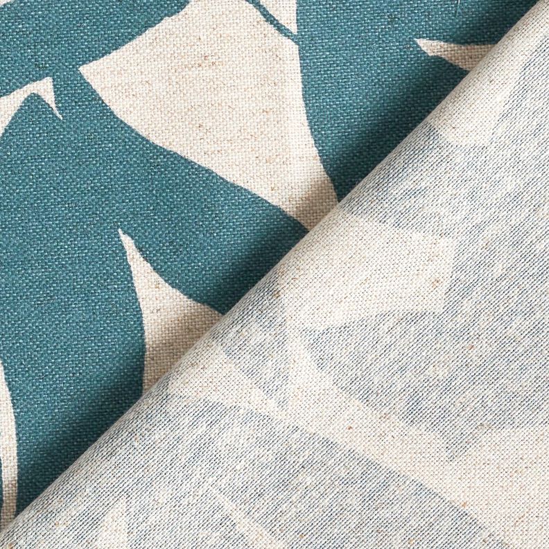Decostof Half panama gewone bladeren – oceaanblauw/natuur,  image number 4