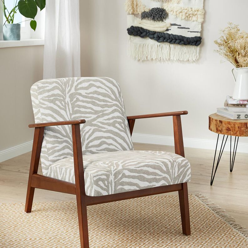 Bekledingsstof Jacquard Zebra – anemoon/natuur, image number 7
