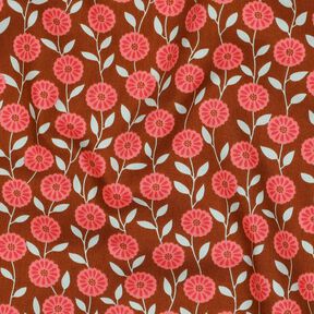Katoenpopeline Zomerbloemen| Poppy Fabrics – kreeft/brons, 