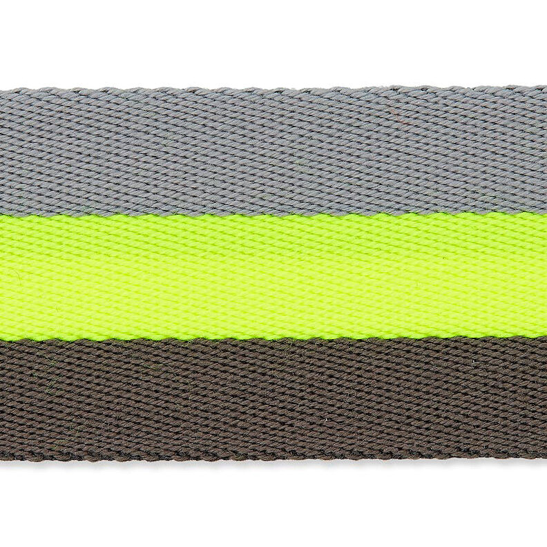 Tassenband neon [ 40 mm ] – neongeel/grijs,  image number 4