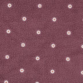 Teddy pluche Geborduurde bloempjes | Poppy Fabrics – donker oudroze, 