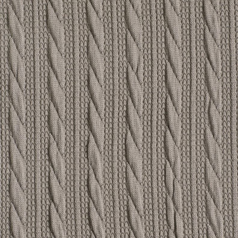 Tricot Cloqué Kabelsteekpatroon – zijdegrijs, image number 1