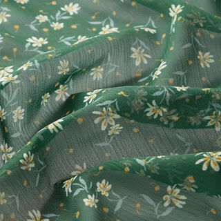 Crêpe chiffon paardenbloemetjes – dennengroen, 