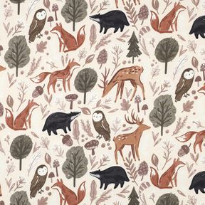 Sweatshirt geruwd Dieren in het bos Digitaal printen | Poppy Fabrics – ecru, 