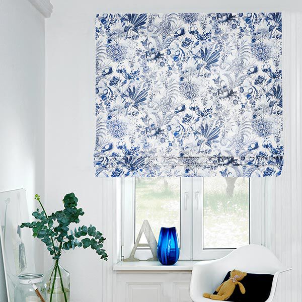 Decostof Canvas weelderige bloemen 280 cm – koningsblauw/wit, image number 7