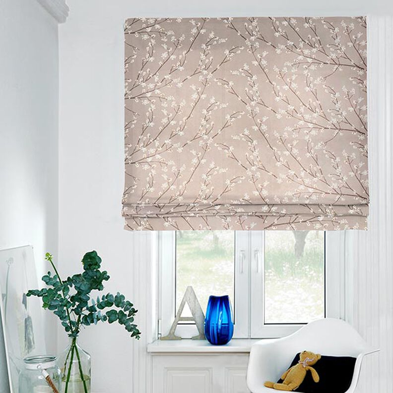 Decostof Half panama Bloeiende takken – taupe,  image number 6
