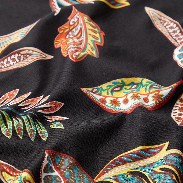 Jersey Decoratief bladpatroon – zwart,  image number 2