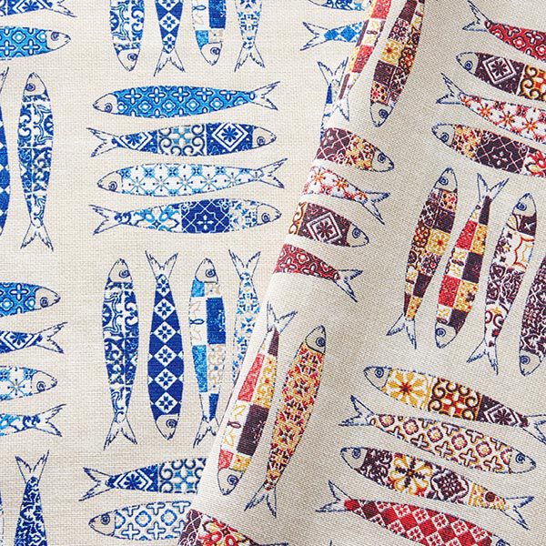Decostof Canvas Sardines – blauw/natuur, image number 5