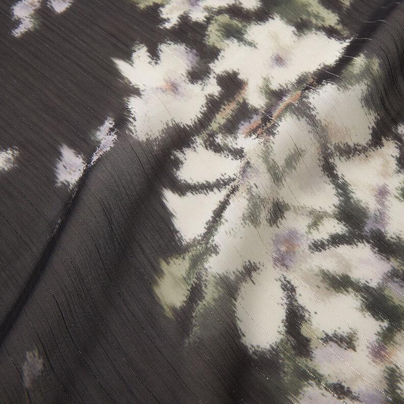 Chiffon glinsterende naaldstrepen in batik-look – zwart/wit,  image number 3