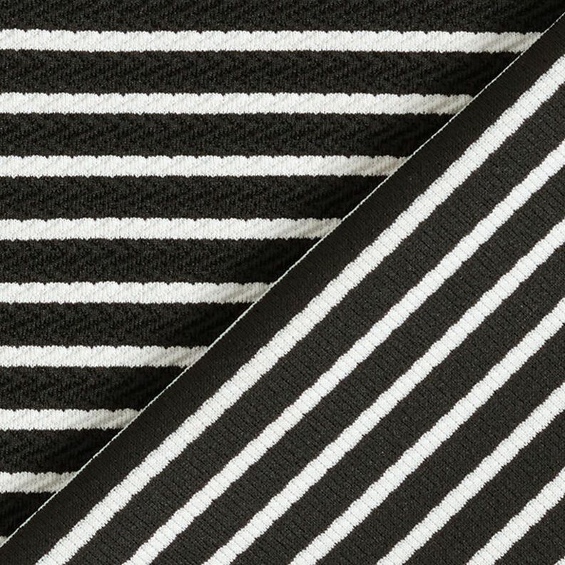 Jacquard jersey horizontale strepen – zwart/wit,  image number 4