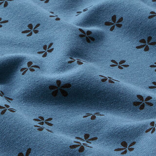 Sweatshirt geruwd Bloemetjes – jeansblauw, 