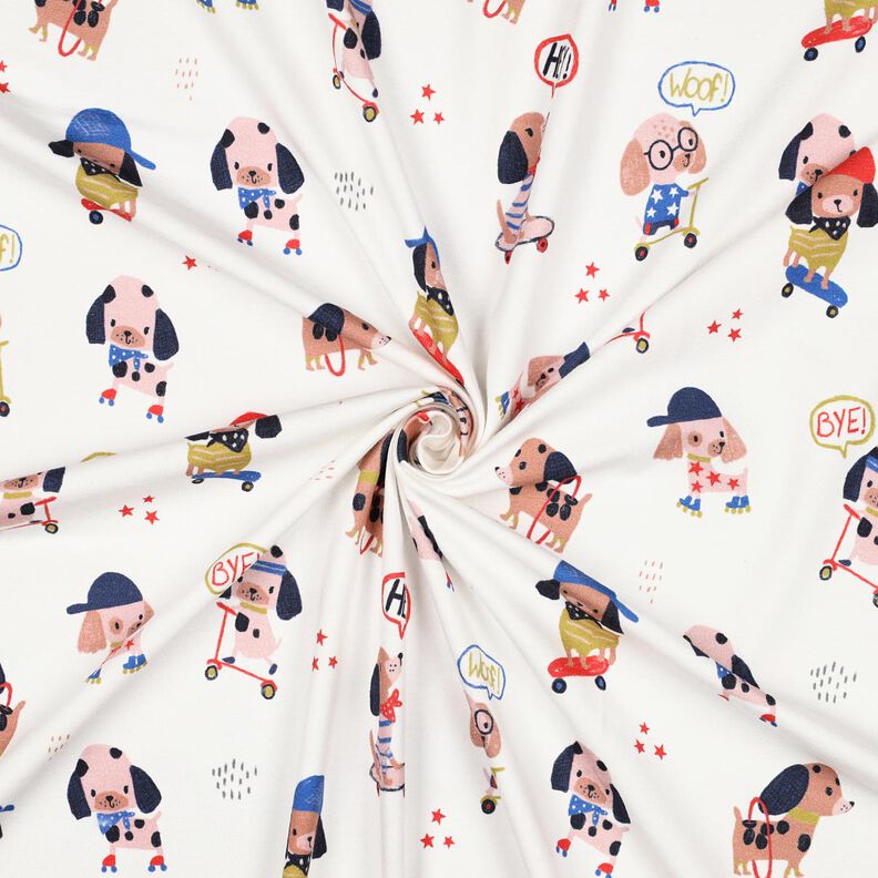 Katoenjersey skatende hond Digitaal printen | Poppy Fabrics – ivoor/roségoud, image number 3
