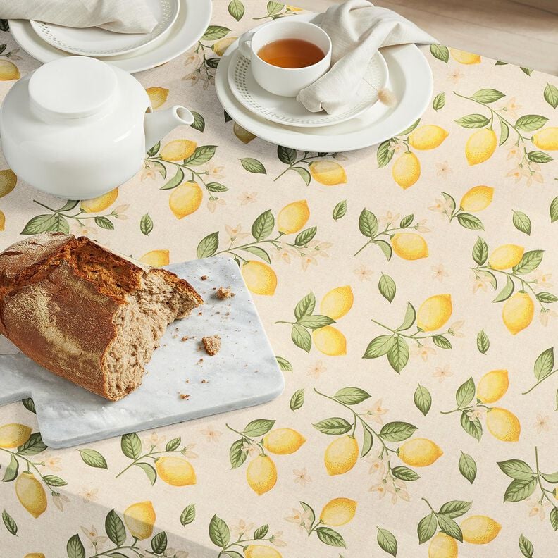 Decostof Half panama Citroenplant – natuur/geel,  image number 6