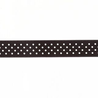 Satijnband stippen - zwart/wit, 
