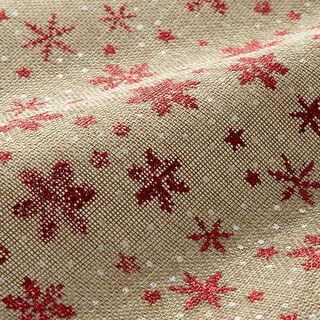 Decostof Sneeuwkristal jute-look – duingeel/rood, 