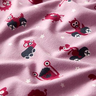 Katoenjersey Monster speeltuin | PETIT CITRON – roze/bessen, 