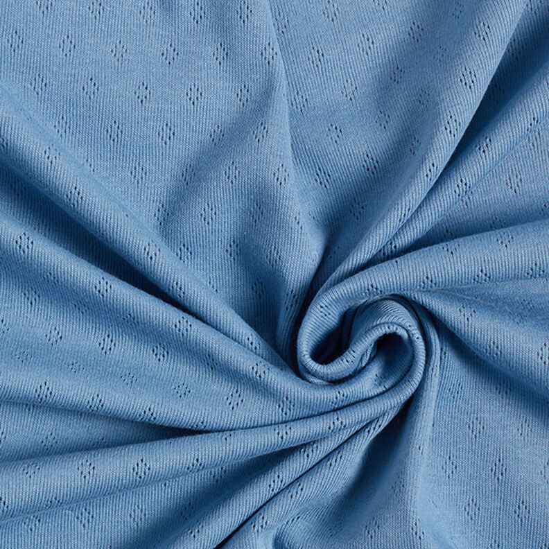 Fijngebreide jersey met gaatjesmotief – blauw, image number 3