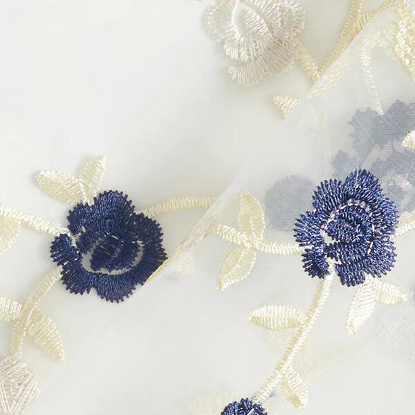 Organza bloemenborduursel – wit, image number 4