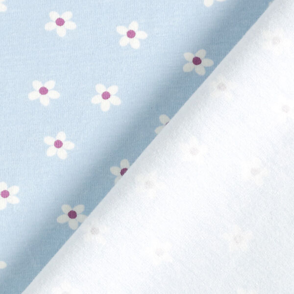 Katoenjersey Schattige bloemetjes – babyblauw, image number 4