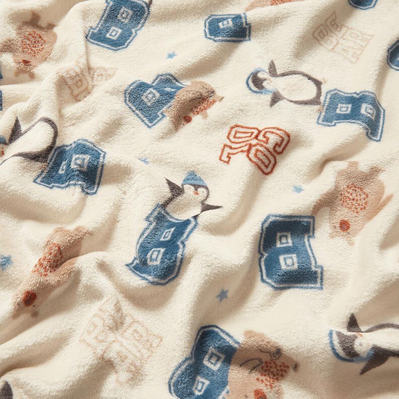Gezellige fleece Collegejas – lichtbeige/blauw, image number 2