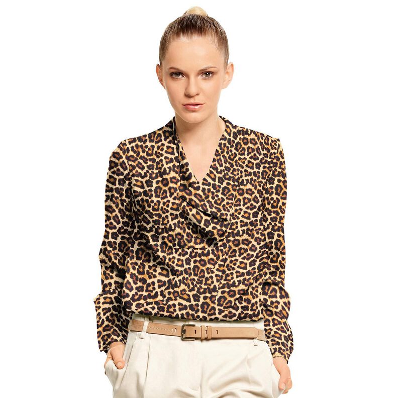 Viscosestof Luipaard – beige/zwart, image number 5