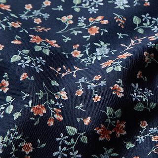 Gecoate katoen Kleine bloemen – marineblauw, 