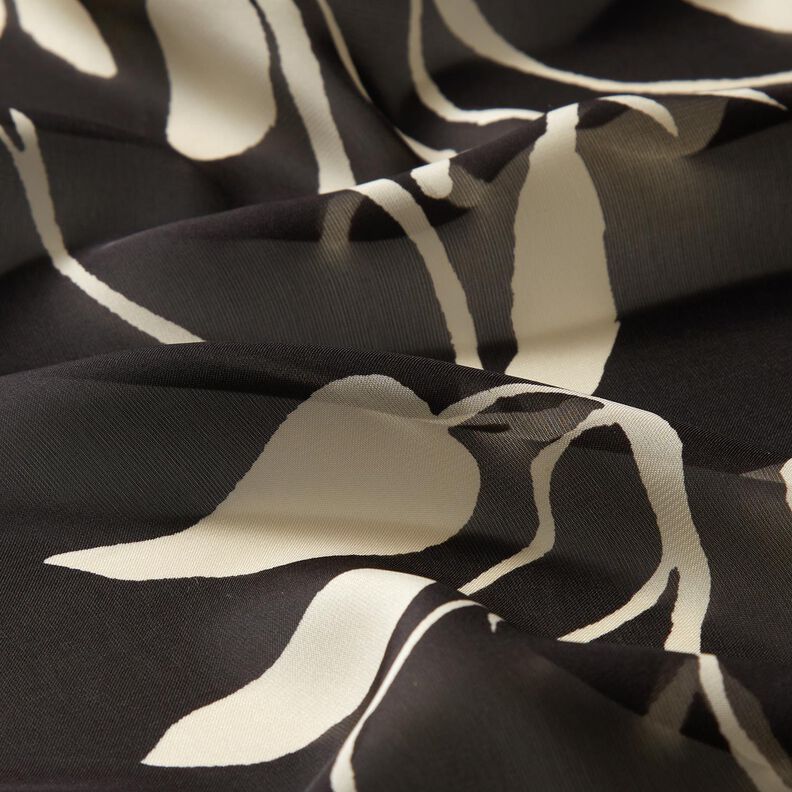 Chiffon Bloemen gerecycled – zwart/lichtbeige, image number 2