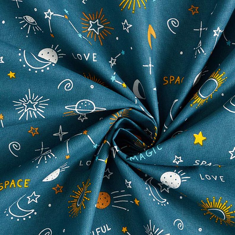 Katoenen stof Cretonne sterrenbeelden – oceaanblauw,  image number 3