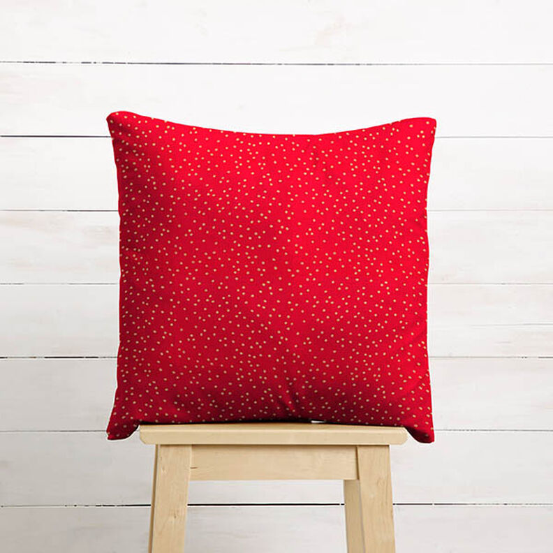 Katoenen stof Popeline fijne stippen – rood/goud,  image number 7