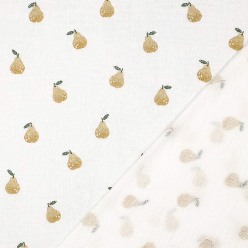Mousseline/dubbel gehaakte stoffen Peer Digitaal printen | Poppy Fabrics – wit/geel olijfgroen,  image number 4