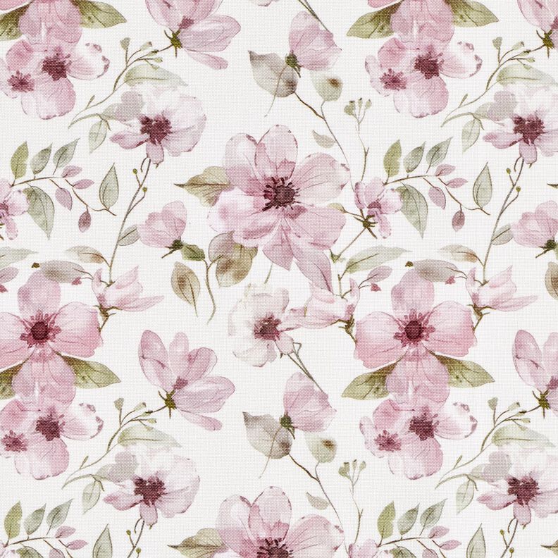Tafelkleedstof Aquarelbloemen – ivoor/licht oudroze,  image number 1