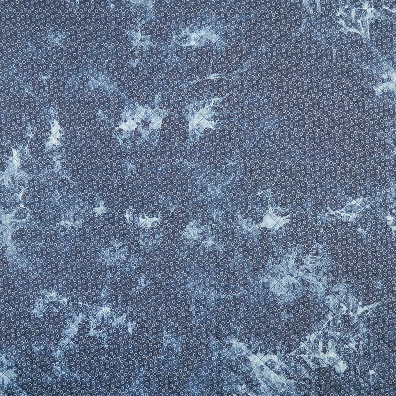 Doorgestikte stof chambray bloemen tie-dye – jeansblauw,  image number 1