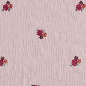 Mousseline/dubbel gehaakte stoffen opgestikte bloemen | Poppy Fabrics – licht oudroze, 