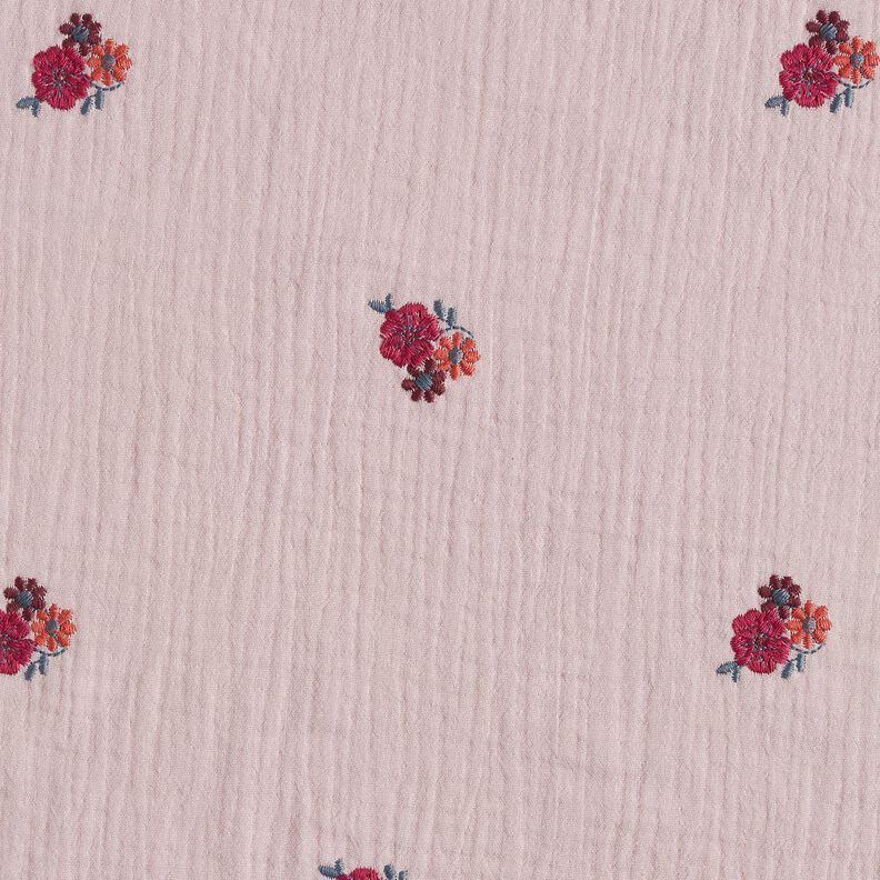 Mousseline/dubbel gehaakte stoffen opgestikte bloemen | Poppy Fabrics – licht oudroze,  image number 1