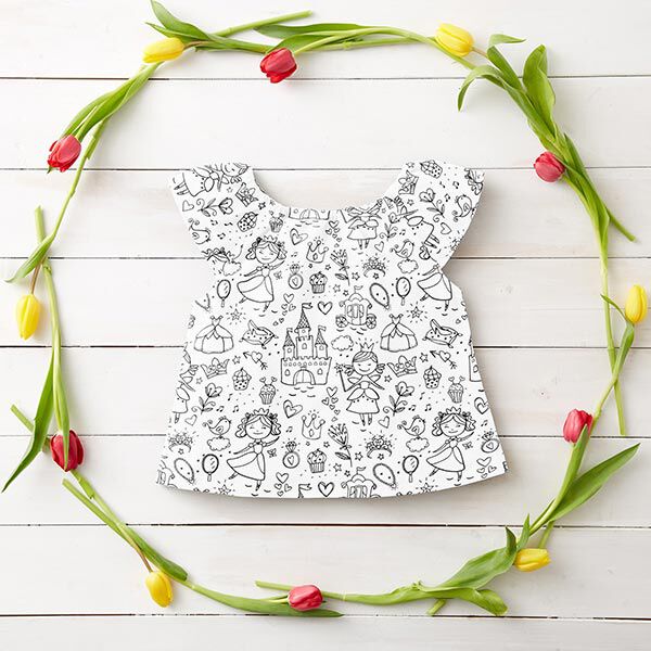 Stof om te verven Popeline kleine prinsessen – wit/zwart, image number 6
