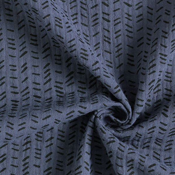 Mousseline/dubbel gehaakte stoffen Zigzag strepen – nachtblauw,  image number 3