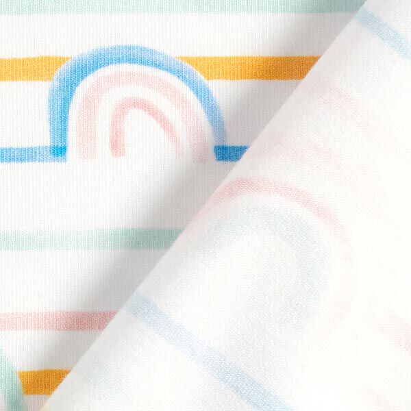 GOTS Katoenjersey Aquarel regenboog | Tula – wit, image number 4
