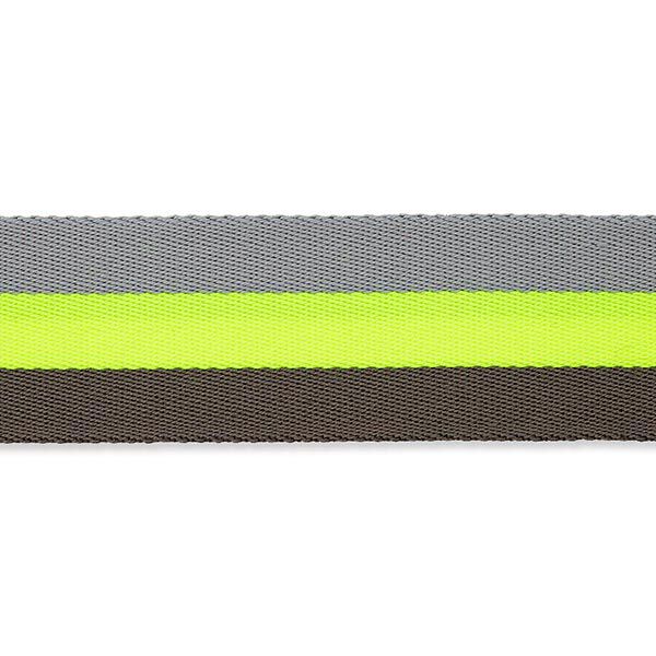 Tassenband neon [ 40 mm ] – neongeel/grijs,  image number 2