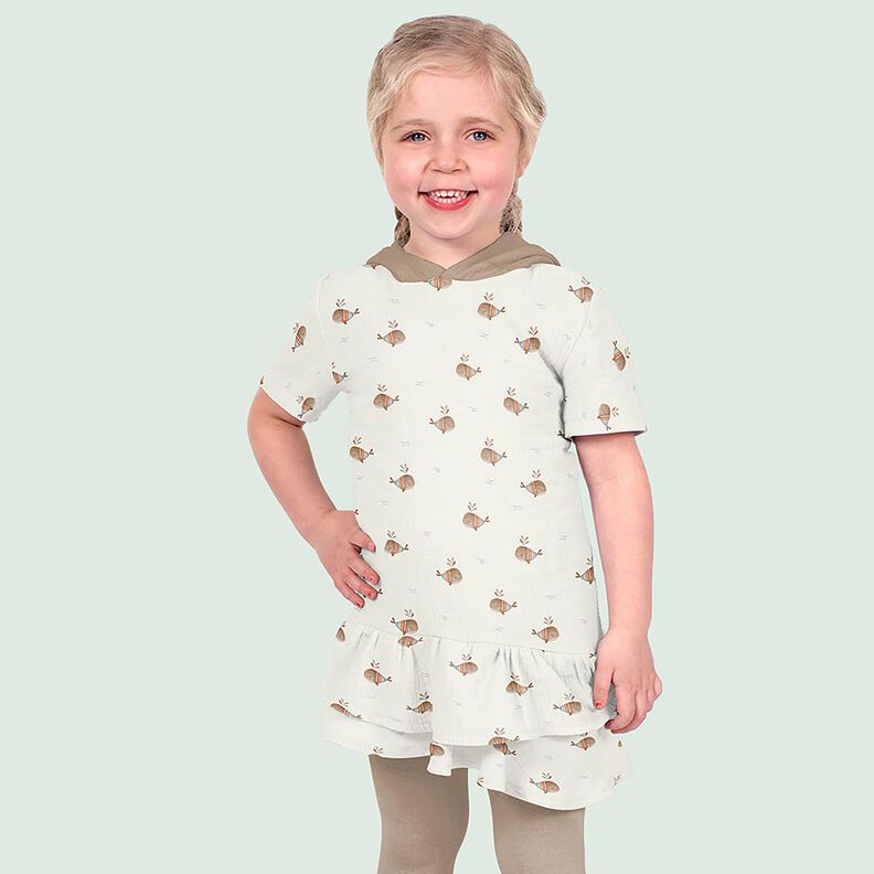 Mousseline/dubbel gehaakte stoffen gestreepte walvis Digitaal printen – ivoor,  image number 6