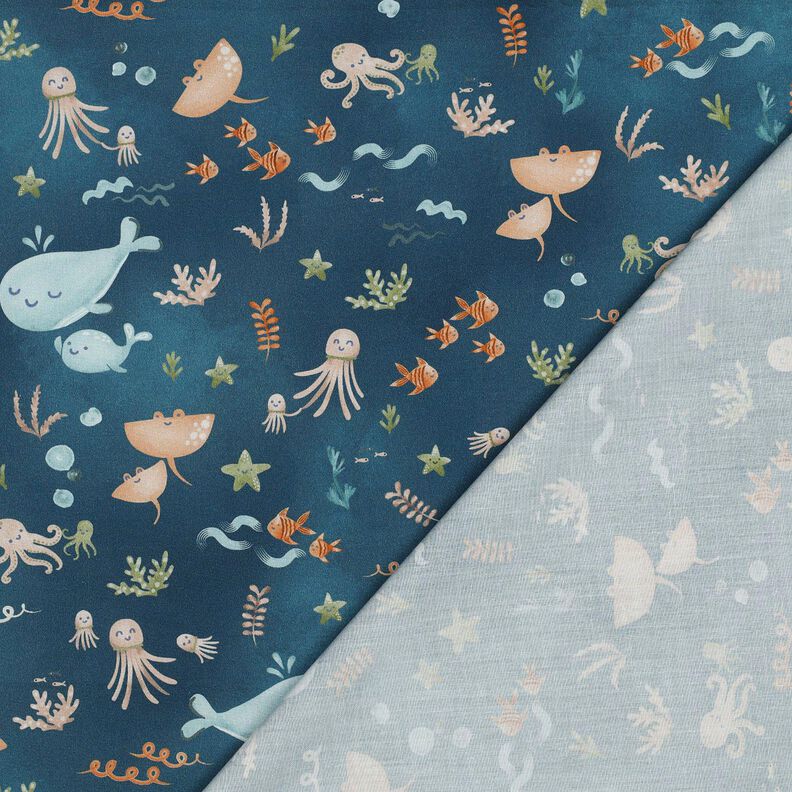 Katoenpopeline blije zeedieren Digitaal printen | Poppy Fabrics – oceaanblauw, image number 4
