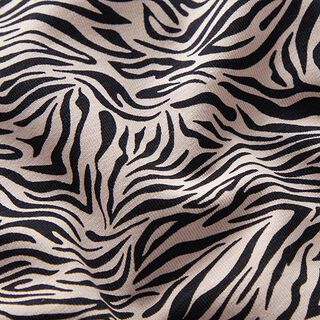 Katoenjersey zebramotief – beige/zwart, 