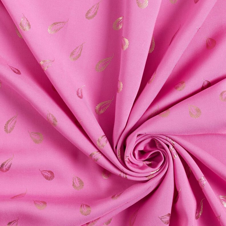 Viscosestof met folieprint veren – pink,  image number 3