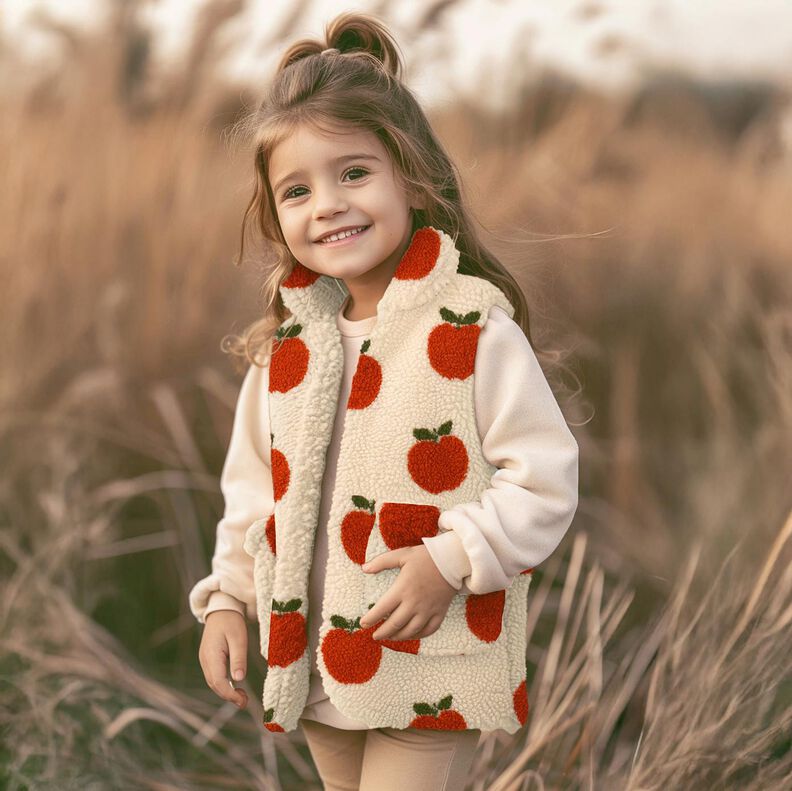 Teddy pluche Appels | Poppy Fabrics – ecru/terracotta, image number 5