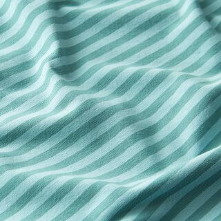 Katoenjersey smalle strepen – mint/lichtblauw, 